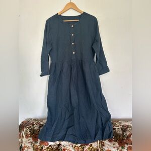 notPERFECTLINEN Navy Long Sleeve Dress
